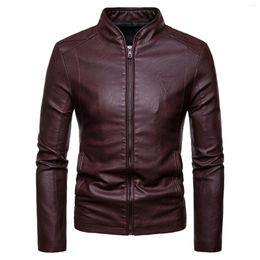 Men's Jackets Mens Leather Coats Long Sleeve Zipper Outerwear Motorcycle Riding Streetwear Male Jacket Tops Autumn Chaquetas Hombre