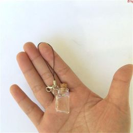Cute Glass Bottles Pendant Rectangle Key Chains Arts With Cork For Phone Bracelets Necklace 2016 New 10pcs good qty Msixc