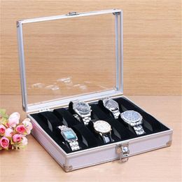 Mens 12 Grid Slots Watch Storage Box Display Case Jewellery Collection Holder Boxes Jewellery Pouches Bags2670