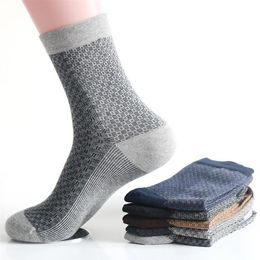 Mens Socks Winter Male Ropa 5 Pairs Lot Casual Breathable Grid Cotton Warm Long Tube Men Business Loafers Sokken Chaussette Homme2972