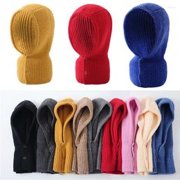 Scarves Y2k Women Knitted Balaclava Cap Winter Outdoor Unisex Men Warm Ear Protection Scarf Wool Pullover Snood Hat Collar Bonnet