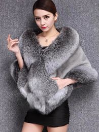 Womens Fur Faux Thicken Warm Shawl Ponchos Cloak Cheongsam Wedding Shawls Dress Mink Skin Capes Drop 231017