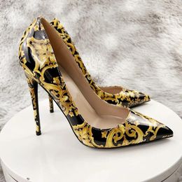 Dress Shoes NoEnName_Null Black Graffiti Colorful Women Pumps Sexy High Heels Wedding Party Stilettos Accept Customized