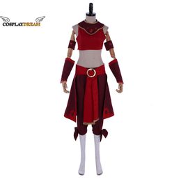 Avatar the Last Airbender Cosplay Costume Kyoshi Warriors Suki Fire Nation Cosplay Suit Red Dress for Women Halloween Outfit