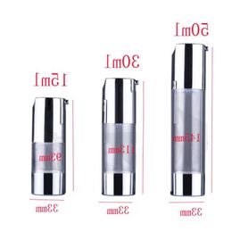 30ml empty silver airless dispenser plastic pump bottles with UV for cosmetics and skin care ,eye cream airless travel bottles Mthnq