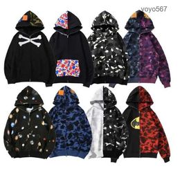 Sweatshirts Bapes Hoodie Shark Hoodies Zipper Fashion Full Zipbapes ENV7