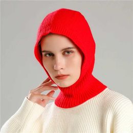 Women Winter Knitted Cap Pullover Lady Balaclava Hat Warm Ring Scarf Woollen Yarn Beanie Outdoor Snood Collar Muffler New 230920