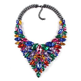 Colourful Gems Big Maxi Necklaces For Women fashion New Luxury Bridal Statement Jewellery Collar Choker Necklaces & Pendants CE3954233h