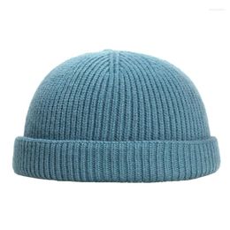 Berets Knitting Short Style Outdoor Keep Warm Solid Colour Skull Cap Autumn Winter Elasticity Unisex Hip Hop Beanie Knitted Hat