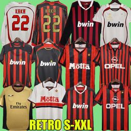 Retro Soccer Jerseys Long Sleeve Kaka Baggio Maldini Van Basten Pirlo Inzaghi Beckham Gullit Shevchenko Vintage Shirt Kit 93 94 95 96 97 06 07 09 10 Ac Milans