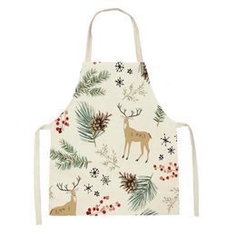 Aprons Christmas Linen Women s Kitchen Apron Baking Accessories Home Decoration Man Kid Year Gifts 231017