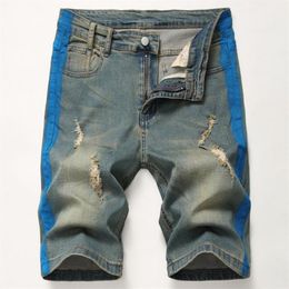 Mens Designer Ripped Painted Blue Denim Shorts 2020 Summer Stretch Slim Fit Retro Big SizeWashed Biker Jeans shorts Trousers 383310x