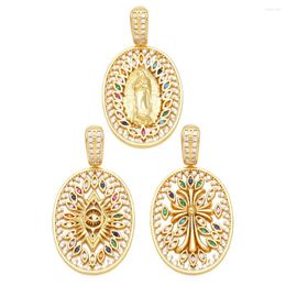 Pendant Necklaces OCESRIO Multicolor Mini Crystal Virgin Mary Oval For Necklace Copper Gold Plated Jewelry Making Supplies Pdtb401