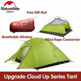 Tents and Shelters Cloud Up 1 2 3 Tent Ultralight Camping for 1 3 People Outdoor Travel Backpack Upgrade 20D Silicone Tarp Free Mat 231017