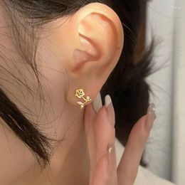 Stud Earrings VENTFILLE Silver Gold Colour Zircon Flower For Women Girl Appointment Gift Sweet Fashion Korean Jewellery Drop