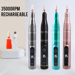 Nail Manicure Set 35000RPM Rechargeable Drill Machine Portable Cuticle EFile Polisher Cordless 231017