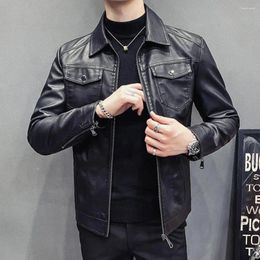 Men's Jackets High-quality Fabric Men Jacket Fashionable Durable Black Zipper Lapel Motorcycle A Stylish For Home