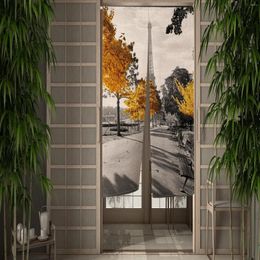 Curtain Eiffel Tower Door Kitchen Dining Room Natural Landscape Partition Curtains Drapes Entrance Hanging Half-Curtain