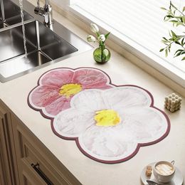 Table Mats Coffee Drain Mat Kitchen Drying Rugs Absorbent Cup Dish Quick Dry Decoration Home Accessories