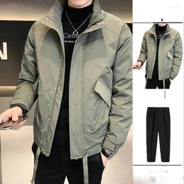 Men's Tracksuits Spring Autumn Fashion Suit Men 2 Piece Sets Coats Pants Pleats Long Sleeve Stand Collar Jacket Drawstring Trousers Suits