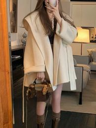 Womens Wool Blends Vintage Sweet Overcoat Women Winter Casual Kawaii Clothing Short Coats Female Streewear Loose Warm Jackets Korean 231018
