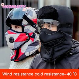 Beanie/Skull Caps Outdoor Winter Fashion Warm Hat Men Winter Thicken Ski Hats for Women Windproof Hood Hat Cycling Cap Balaclava with Goggles 231017