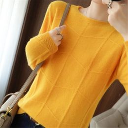 Women's Sweaters 2023 Korean Autumn Winter Ladies O-neck Long-Sleeved Knitted Pullover Cashmere Wool Pattern Sweater Casual Slim Bottoming