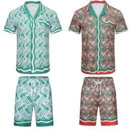 selling casablanca shirt shorts mens suits designer fashion hawaii floral letter print beach shirts pants two piece silk tshir318h