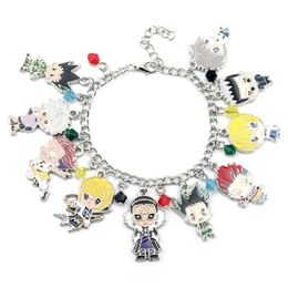 Anime x Chain Bracelets Gon CSS Zoldyck Kurapika Hisoka PaladiKnight Metal Enamel Bangle Charm Beads Bracelet313o