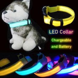 Cat Collars Leads LED Dog Collar Light Big Pet Small Charm Dark Night Safety Light up Flashing USB Charge Anti Lost Nylon For Chihuahua Leash 231017