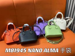 M81945 Nano Alma Women Designer Shoulder Bag EPI Leather Handbag Ladies Tote Fashion Water Ripple Crossbody Purse Mini Bags