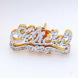 Personalized Name Earring For Women Stainless Steel Custom Gold Nameplate Stud Earring Friend Jewelry Gift Y10103418