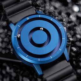 Wristwatches Creative Watch Men Eutour Blue Rose Gold Black Sliver Magnetic Ball Metal Multinational Men's Rubber Sports Male Clock