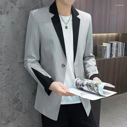 Men's Suits Brand Mens Casual Blazers Coat Autumn Spring Fashion Slim Stripe Suit Jacket Men Blazer Masculino Clothing Vetement L36