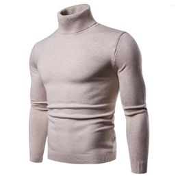 Men's Sweaters Turtleneck Men Sweater Autumn Slim Knitted Beige Oversized Boys Long Sleeve Male Pullovers Large Size Casual Knitwear