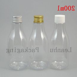 200ml Clear Plastic Bottles Have The Aluminium Lid of Three Colors: White/Gold/Silver, Refillable For Cosmetics Pack Vrefh