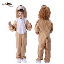 Cosplay Eraspooky Kids Cute Lion Costume Children Cartoon Animal Jumpsuit With Hood Carnival Party Outfit Purim Halloween Fancy Dress 231017