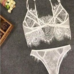 Women Separated Sleepwears Sexy Hollow Out Lace Bralet Bra Lace Lingerie Outfit and Pantie Sets Large Size Lace Underwear Suits2648