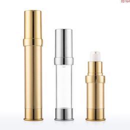 5ml/15ml/30ml gold/silver empty vacuum airless press pump cosmetic bottles , 10ml lotion cream packaging travel bottlesgood qty Bqrag