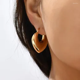 Hoop Earrings Modern Jewellery Sweet Korean Temperament Gold Colour Metal For Women 2023 Trend Exaggerative Ear Accessories