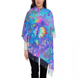 Scarves Magic Mushrooms Scarf For Womens Winter Warm Pashmina Shawls And Wrap Long Large With Tassel Ladies