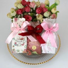 Gift Wrap 50Pcs European Vase Candy Box Floral Wedding Favour Baby Packaging With Ribbon Thank You Birthday