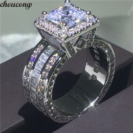 choucong Vintage Court Ring 925 sterling Silver Princess cut 5A cz stone Engagement Wedding band Rings For Women Jewelry Gift258W