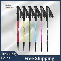 Trekking Poles 63-135cm Nordic Walking Sticks Camping Hiking Ultralight Adjustable Telescopic Alpenstock Trekking Poles Climbing 231018