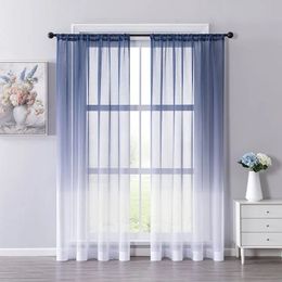 Curtain LISM Gradient Multi Colour Tulle Curtains for Living Room Bedroom Organza Voile Curtain Window Treatment Panel Home Decor Drapes 231018