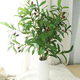 Decorative Flowers Artificial Olive Green Leaves Tree Branches Christmas Plants Po Props Home Wedding Decortion Silk