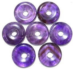 Pendant Necklaces Fashion High Quality Natural Purple Crystal Stone Circle Donut Charms Pendants 30mm For Jewelry Making 4pcs/lot Wholesale