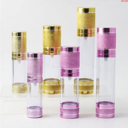 200 x 15ml 30ml 50ml Gold Pink Travel Refillable Bottles Portable Airless Pump Dispenser Bottle For Lotion Containersgood Ddbbm