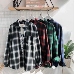 Privathinker Men Ins Style Man White Red Black Plaid Long Sleeve Shirts Male Oversized Top Shirt Plus Size Q190518277n