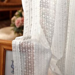 Curtain Korean White Embroidered Voile Curtains For Bedroom Window Curtain For Living Room Sheer tulle Curtain Blinds Custom Made Drapes 231018